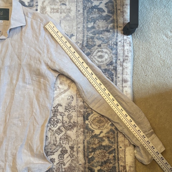 The Merchant Fox Linen Casual Cream Custom Fit Button-Down Shirt - Picture 11 of 11